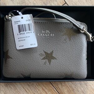 Coach Gray Star-Patterned Wristlet